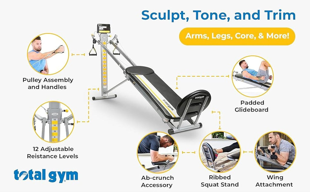 12 Resistance Levels Folding Home Gym Machine with AbCrunch Accessory and Squat Stand L363149