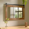 41" x 26" Rustic Wood Framed Wall Mirror (Brown) F29079