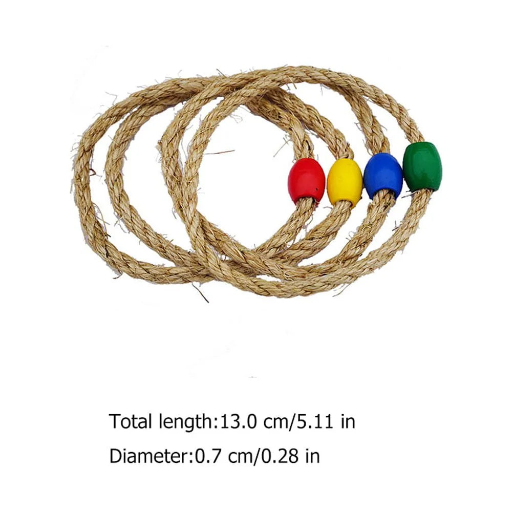 40 PCS Natural Rope Throwing Toss Rings Game Wooden Playset L6821