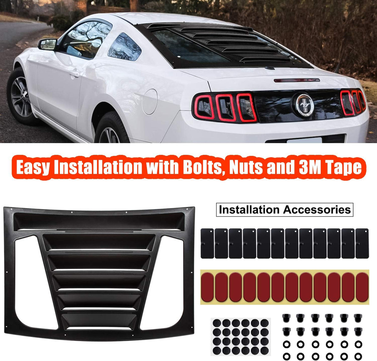 3pcs ABS Matte Black Rear & Side Window Louvers S494421