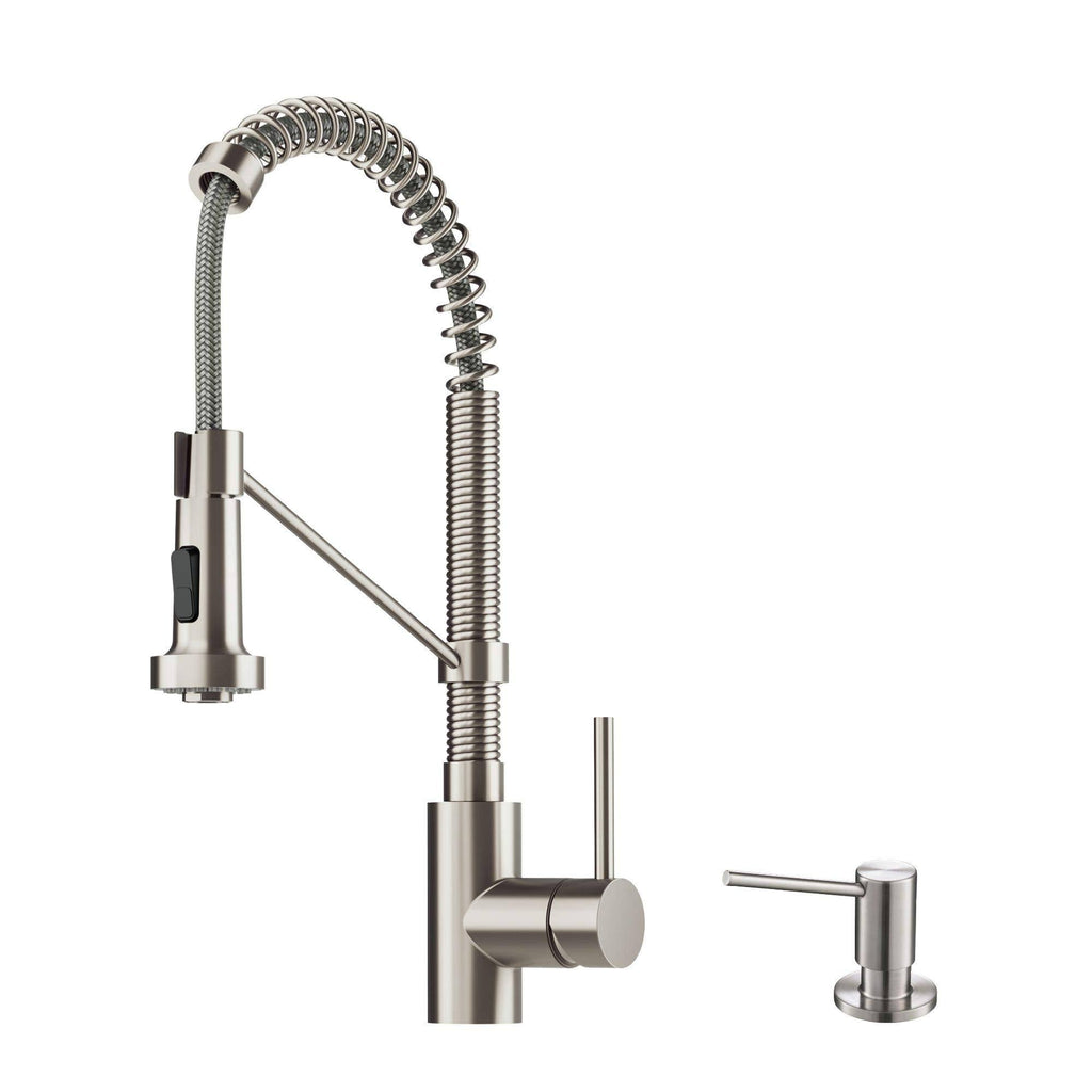 Commercial Kitchen Faucet with Soap Dispenser, Spot Free Stainless Steel Y357158