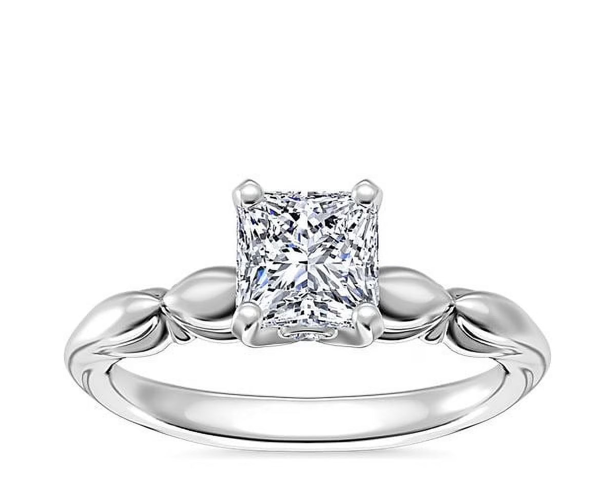 14K White Gold Solitaire Wedding Ring Y864