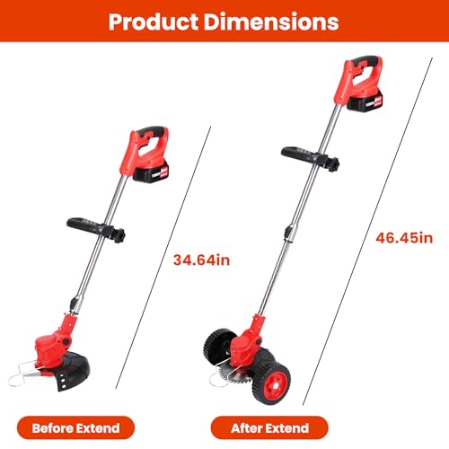 2x2.5Ah Battery Powered Grass Trimmer with Wheels P7387