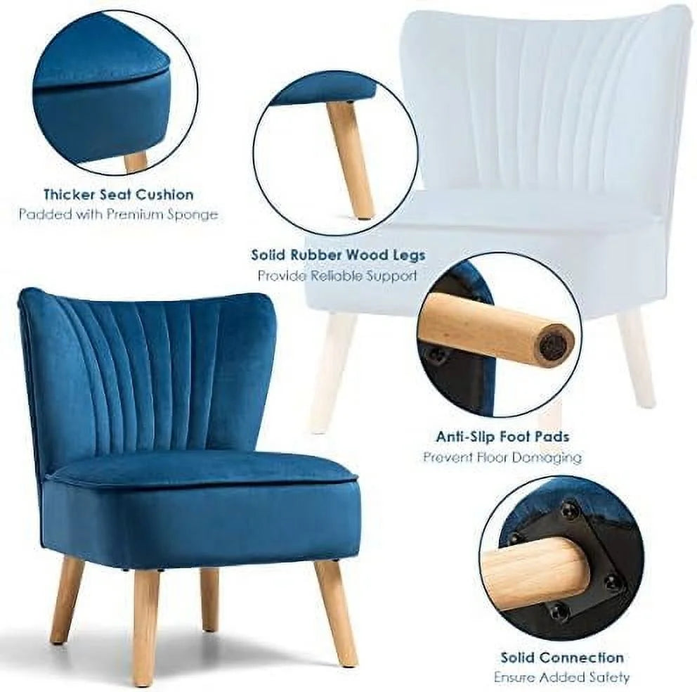 Velvet Accent Chair with Wood Legs V475