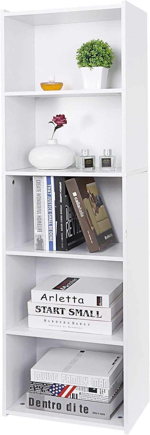 White 5-Tier Wood Bookcase R81446