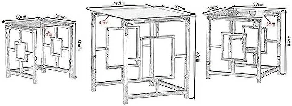 Nesting Table Set of 3 Glass Tempered Glass U8807