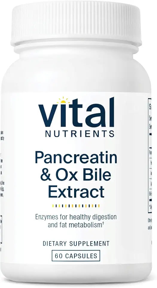 Pancreatin & Ox Bile Extract 500mg Digestive Enzymes 60 Capsules B38975