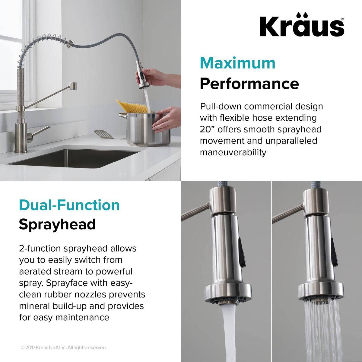 Commercial Kitchen Faucet with Soap Dispenser, Spot Free Stainless Steel Y357158