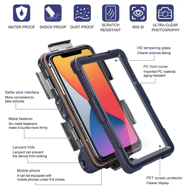 Waterproof Protective Case for Phones Up to 6.9 Inch H744