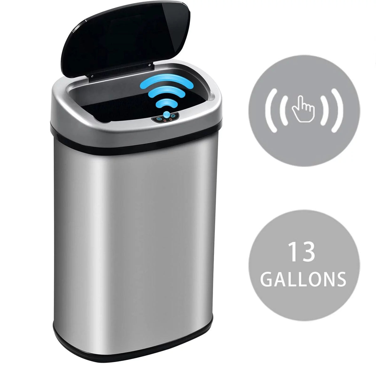 13 Gallon Stainless Steel Automatic Trash Can J109
