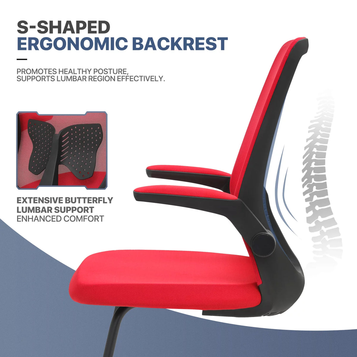 Red Mesh Office Chair with Lumbar Support G536434