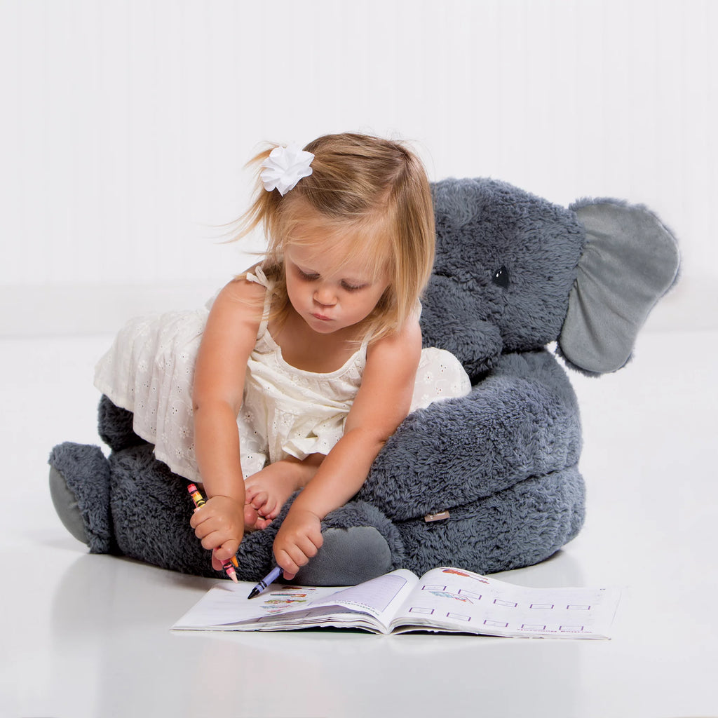 Plush Gray Elephant Toddler Chair D588