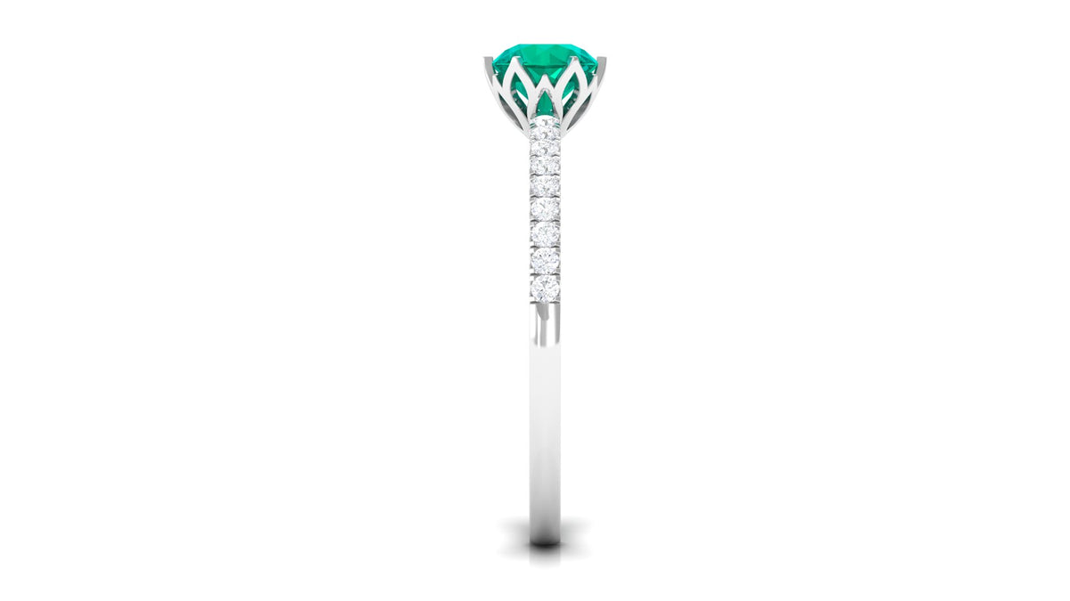 Emerald and Diamond 925 Sterling Silver Promise Ring T3561