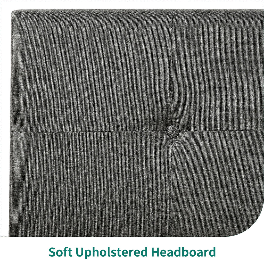 Queen Upholstered Platform Bed Frame with Adjustable Headboard S1594