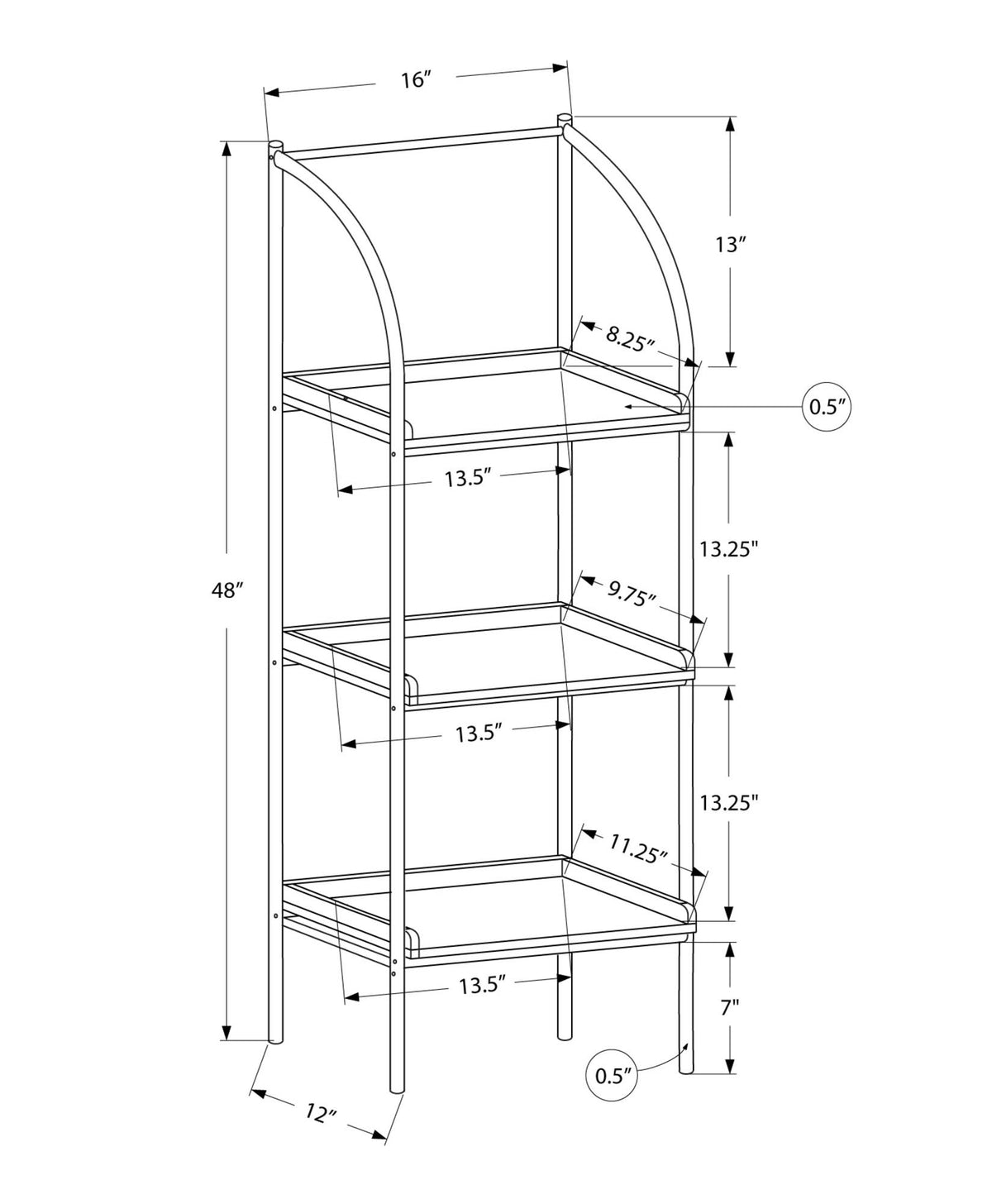 Dark Taupe Black Metal Bookcase S85239