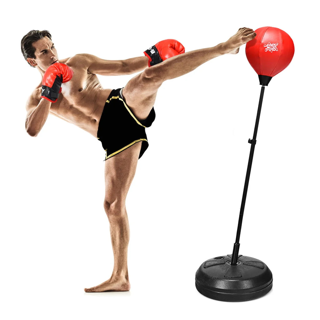Boxing Punching Bag with Height Adjustable Stand and Boxing Gloves W3366