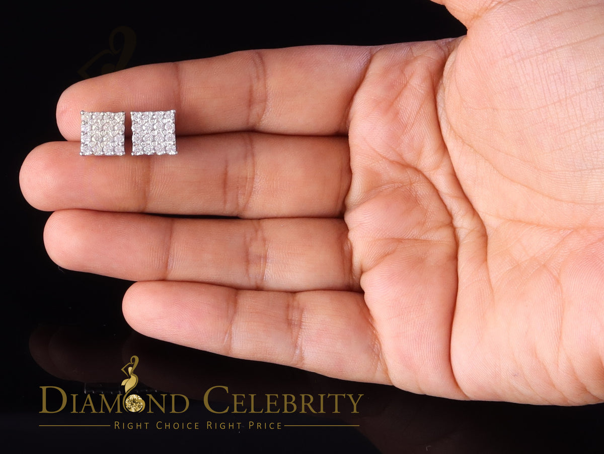 925 Silver White Moissanite Square Stud Earrings X203048
