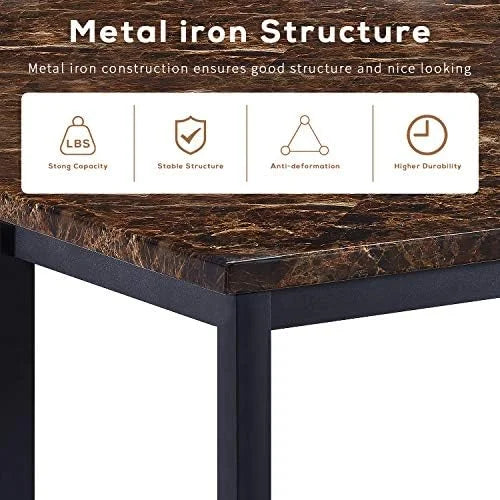 Faux Marble Coffee Table Set of 3 Piece with Metal Frame X7405
