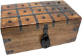 Wooden Storage Box with Iron Lock and Skeleton Key I39766