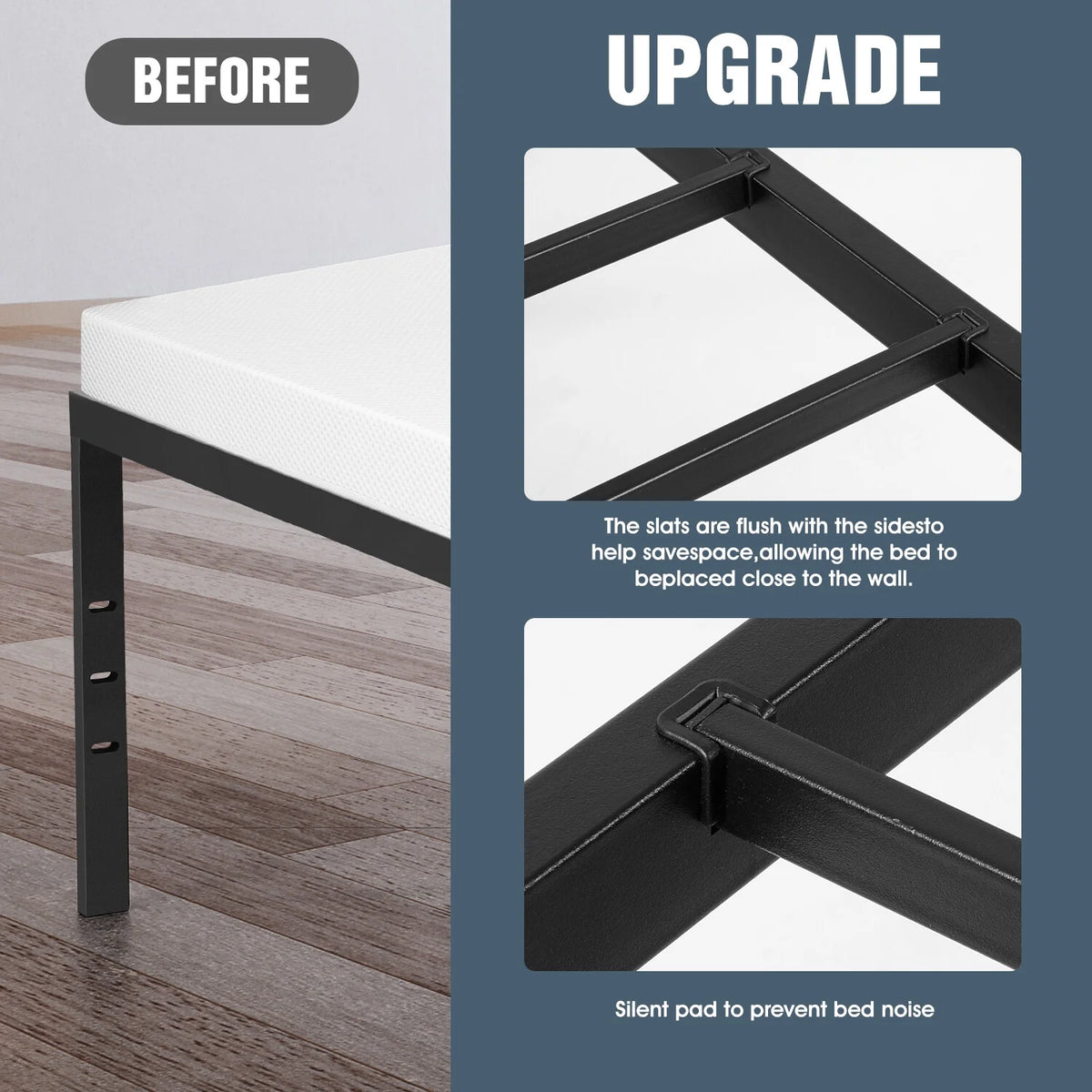 Metal Platform Bed Frame with Built-in Storage Full Size B856502