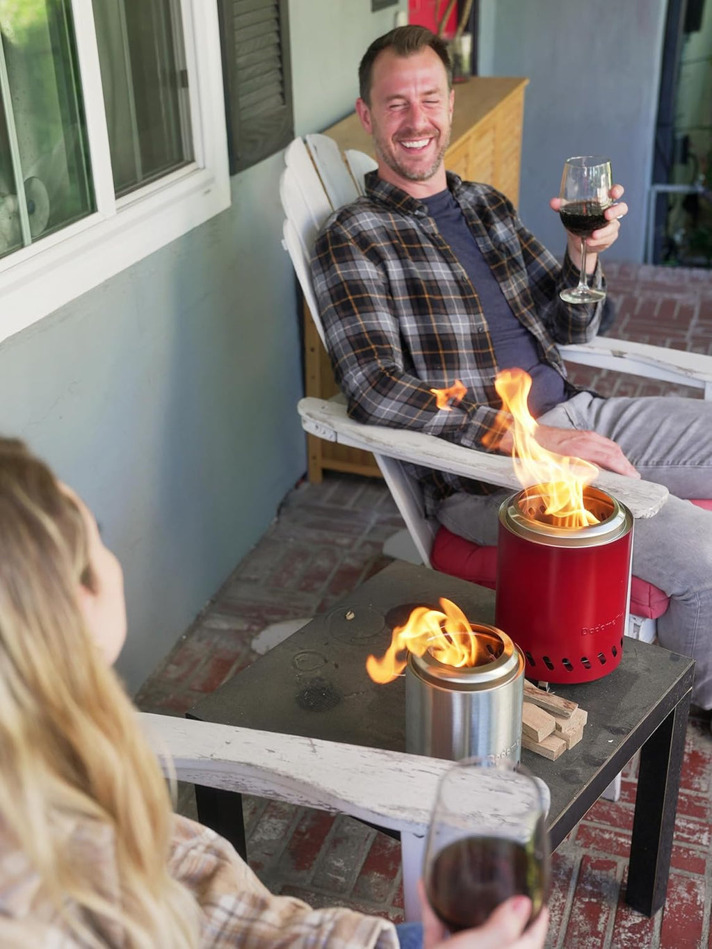 Silver Stainless Steel Tabletop Fire Pit with Travel Bag M400341
