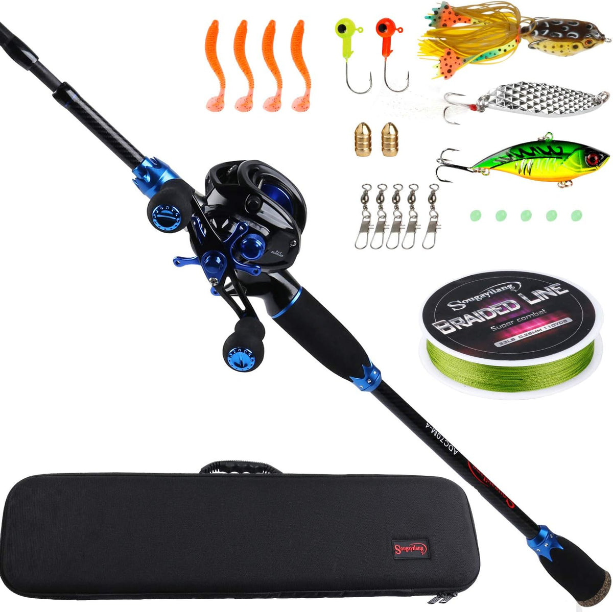 24-Ton Carbon Fiber Fishing Rod and Reel Combos with Baitcasting Reel Y835