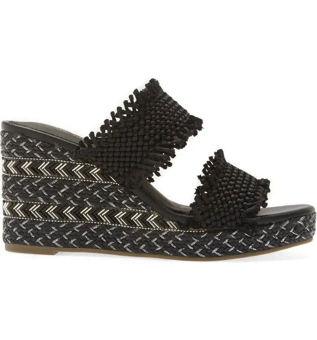 Black Platform Wedge Sandals F924664