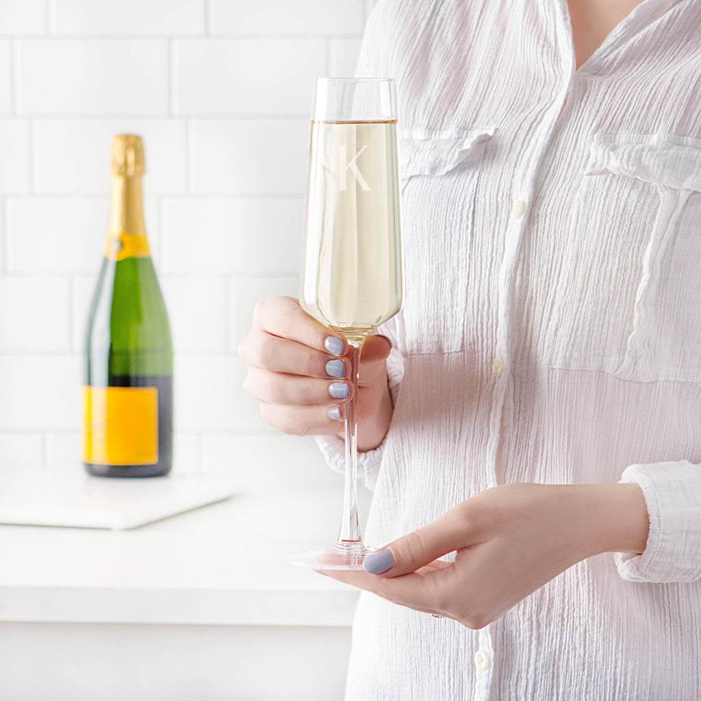 Set of 4 Monogram Champagne Flutes I14308