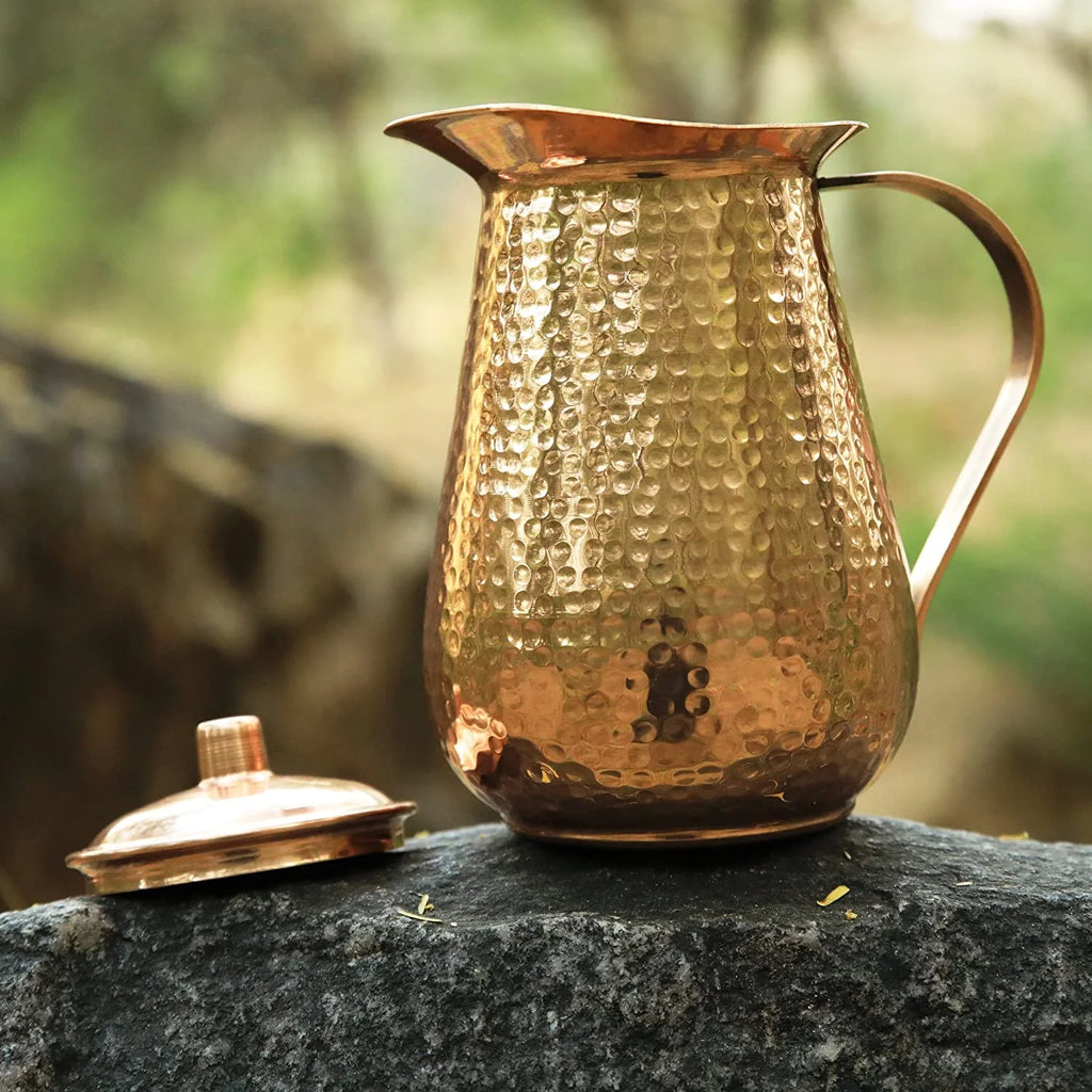 68 OZ Pure Copper Pitcher Jug with Lid N110716