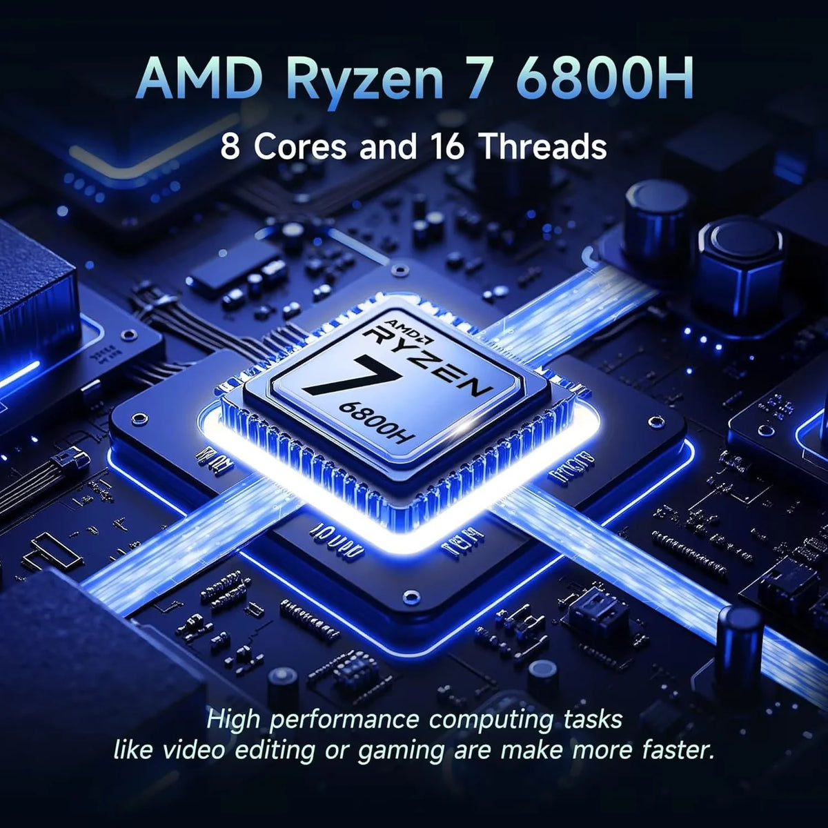 17.3" IPS FHD Gaming Laptop, 8 Cores AMD Ryzen 7 6800H 16GB DDR5 RAM 1TB SSD AMD Radeon 680M GPU Blue G63449