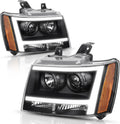 LED DRL Projector Headlight Assembly Black Housing Q293475