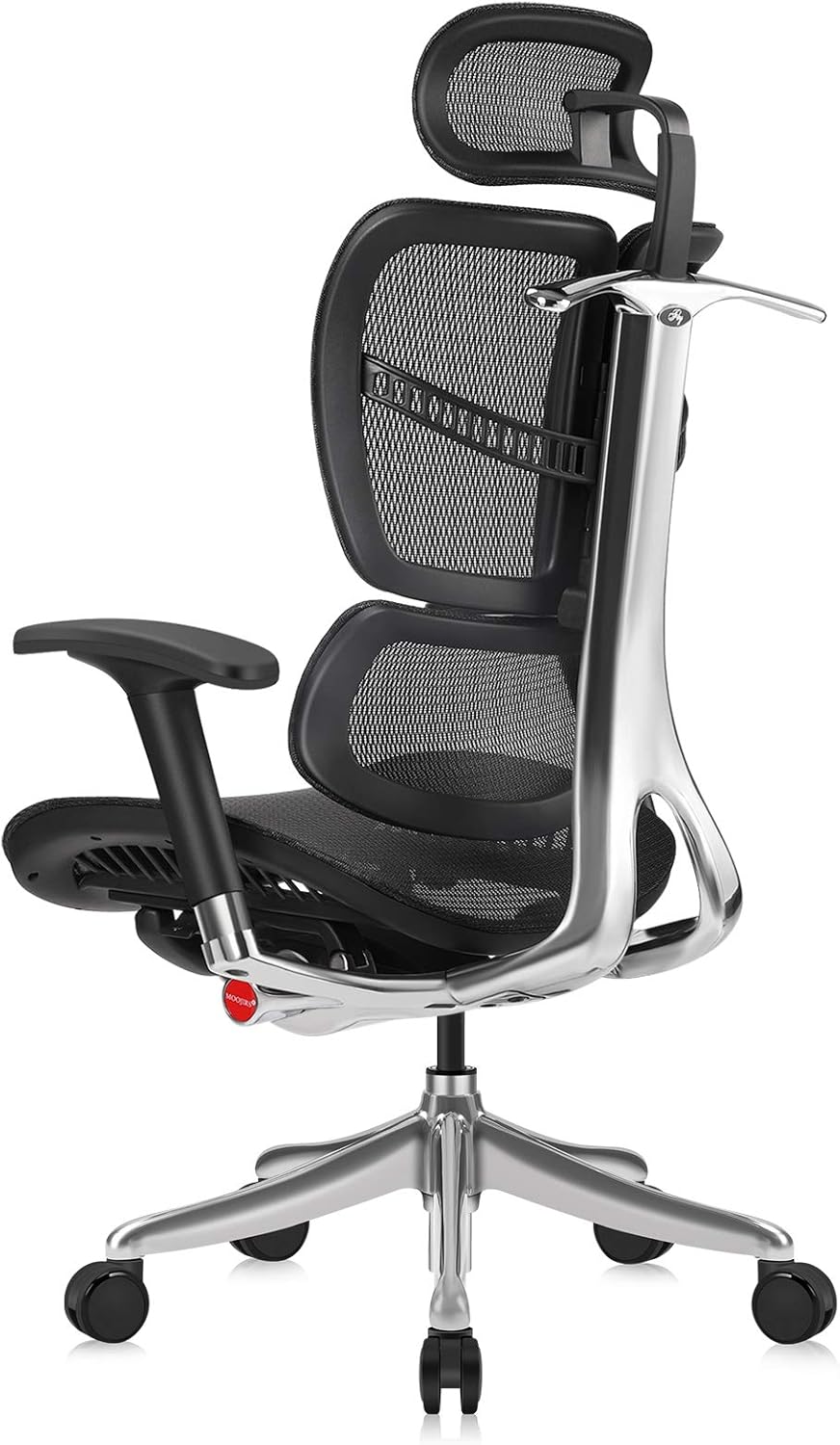 Ergonomic Office Chair with Headrest, Aluminum Frame, Standard Carpet Casters R690251