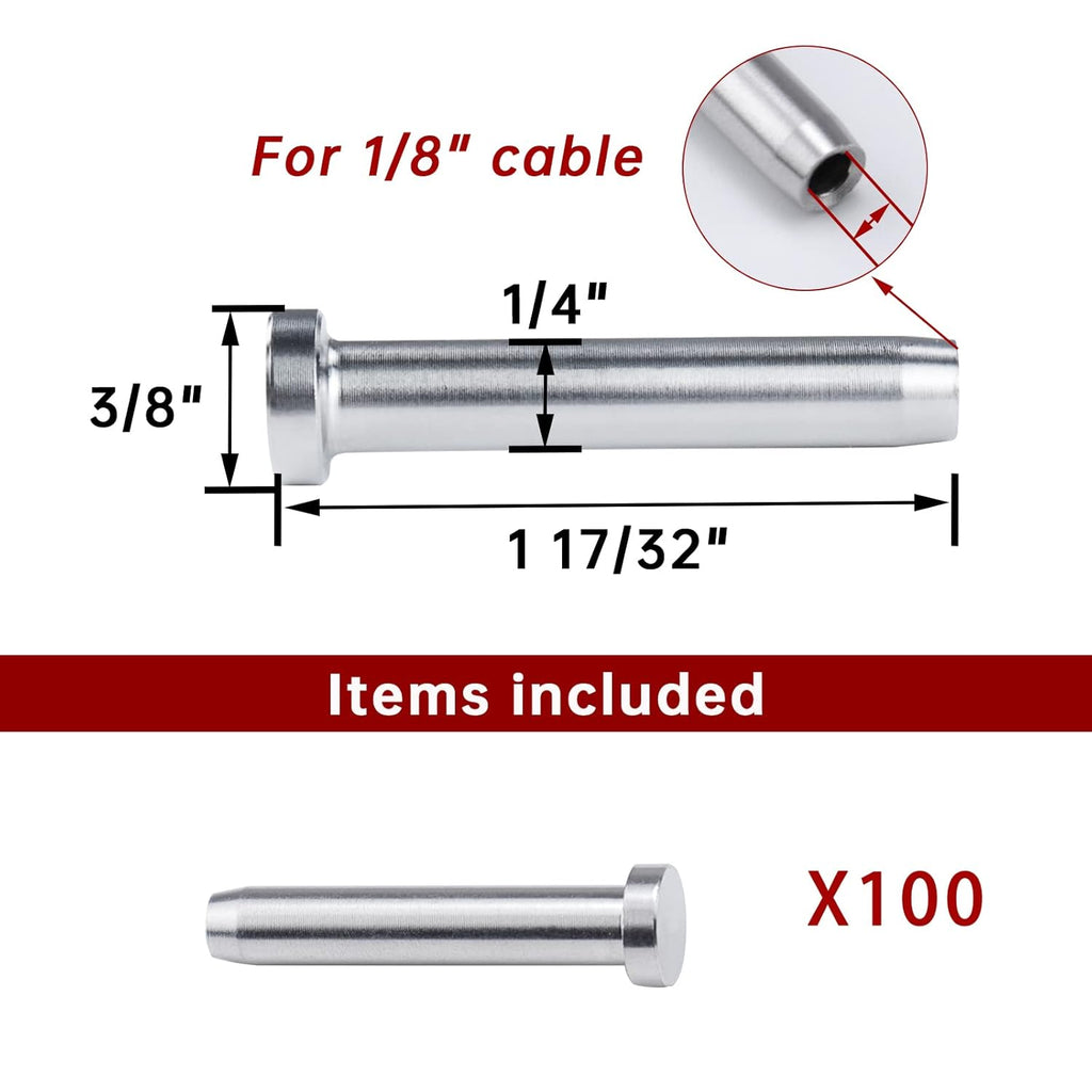 100Pack 1/8 T316 Stainless Steel Cable Railing Kit P975