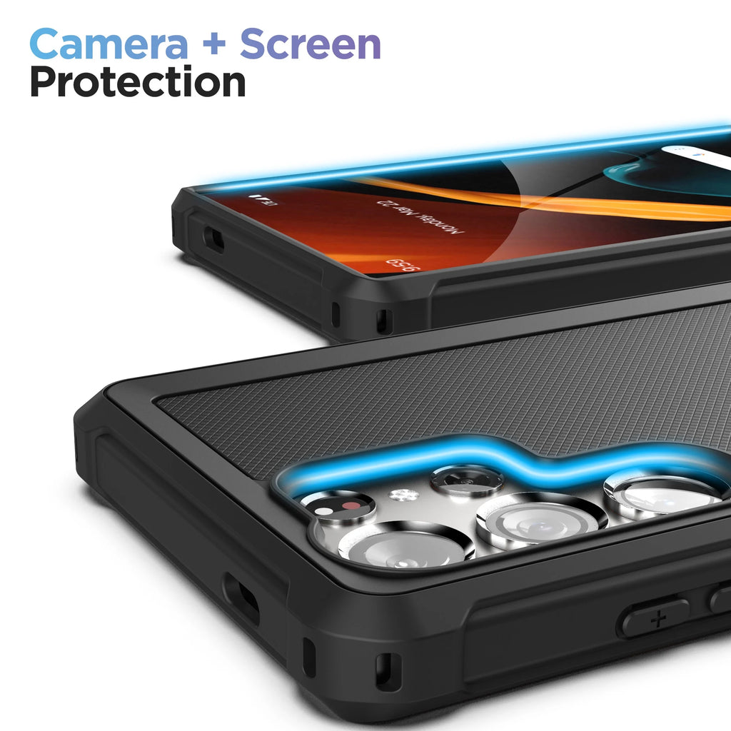 Falcon Belt Case with Holster Clip and Tempered Glass Screen Protector (Black) U541984