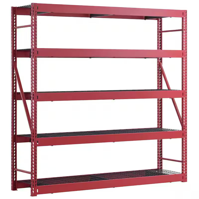 5-Tier Steel Garage Storage Shelving Unit in Red Z238616