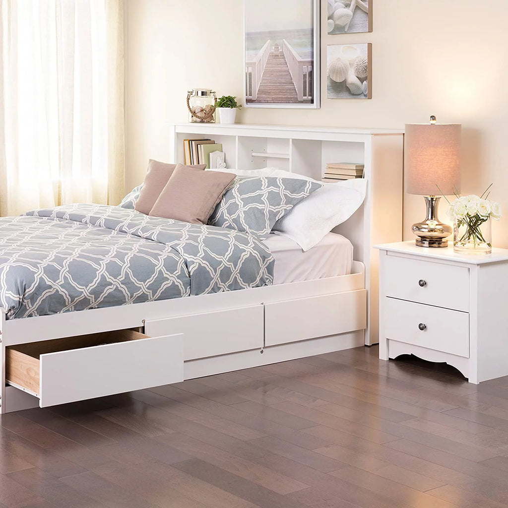 White Full/Queen Headboard with 3 Compartments S81865