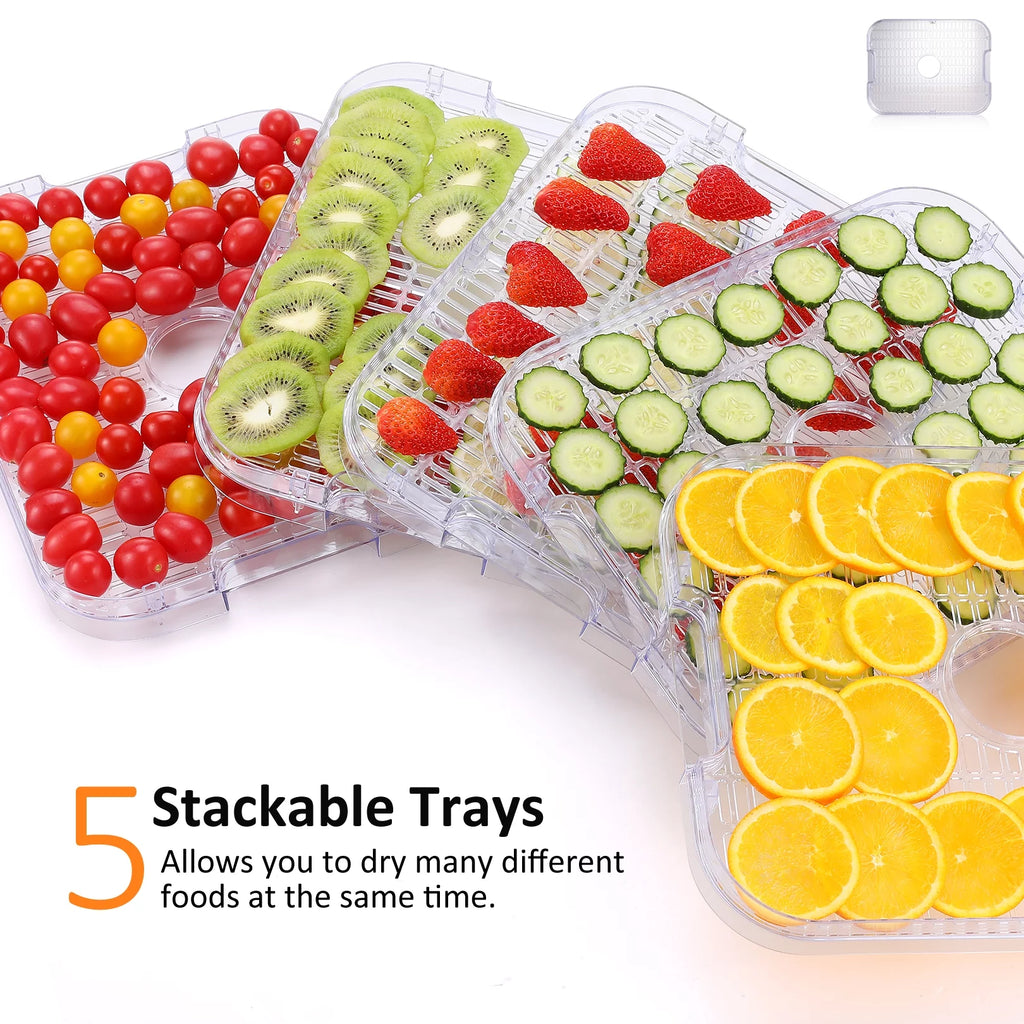Electric Food Dehydrator, 250W, 5 Drying Trays, Stainless Steel, BPA Free R6204
