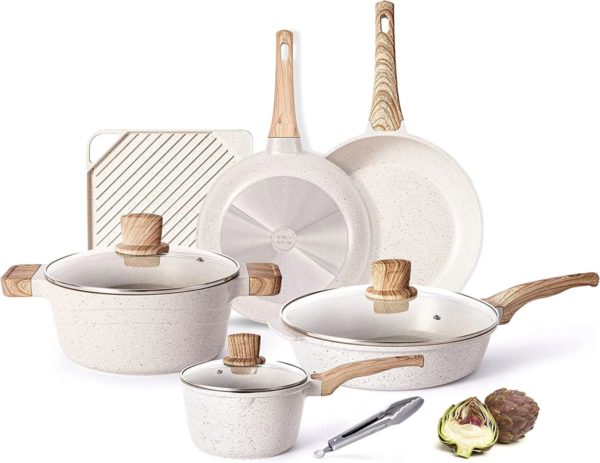 Beige 11 Piece Nonstick Cookware Set R442256