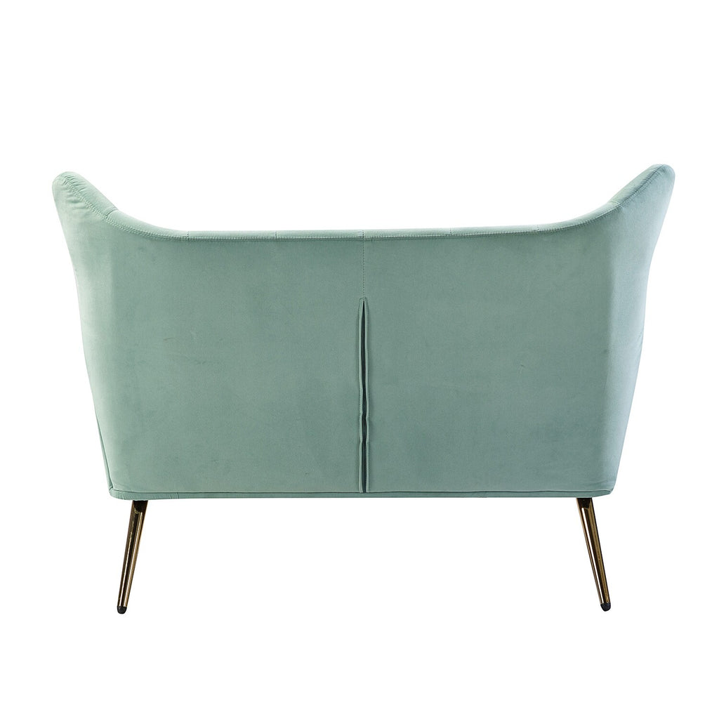 Tufted Wingback Loveseat Sofa with Metal Legs Sage B7324