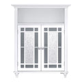 White Wooden Floor Cabinet with Glass Doors Q936