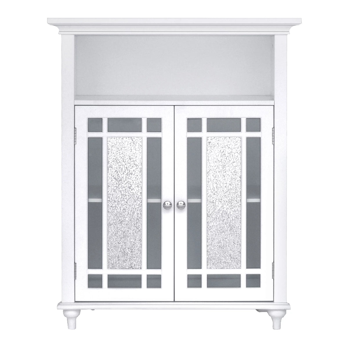 White Wooden Floor Cabinet with Glass Doors Q936
