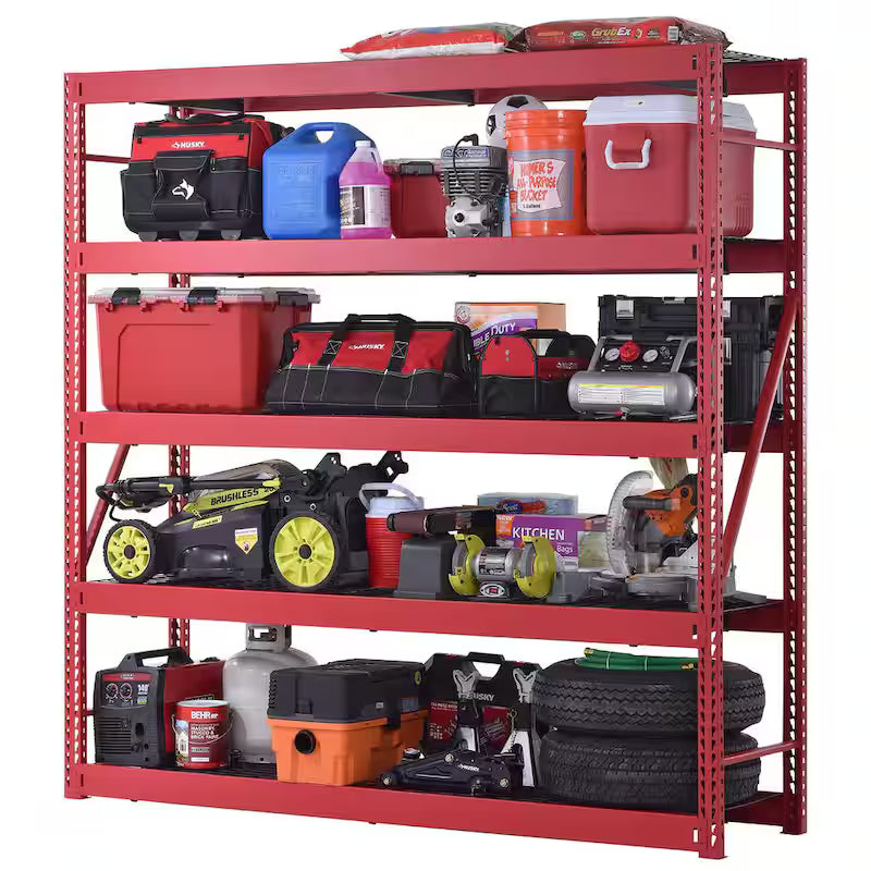 5-Tier Steel Garage Storage Shelving Unit in Red Z238616