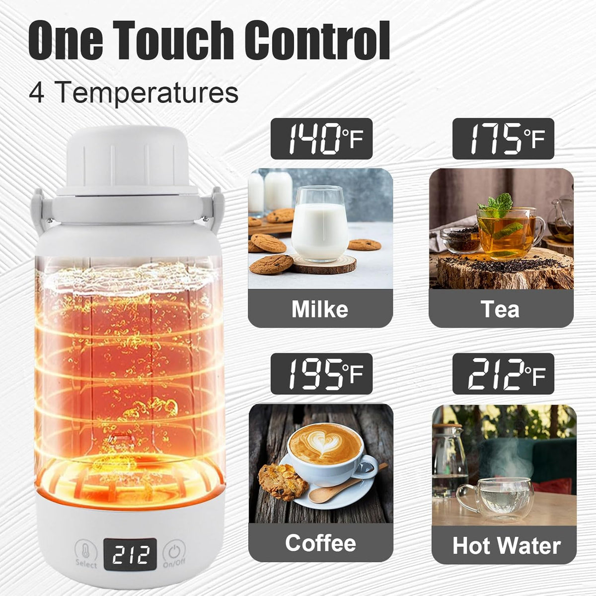 1L Electric Kettle with Temperature Control and LCD Display Z637