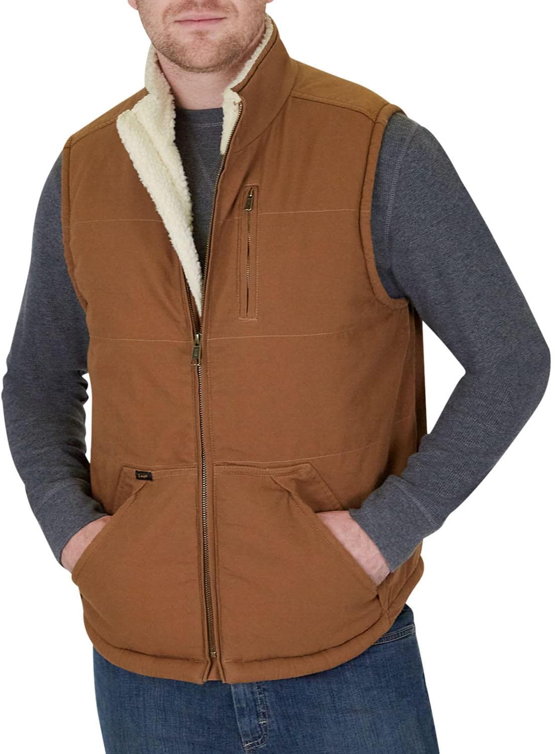 Canvas Work Vest with Pockets Sleeveless Jacket R2270