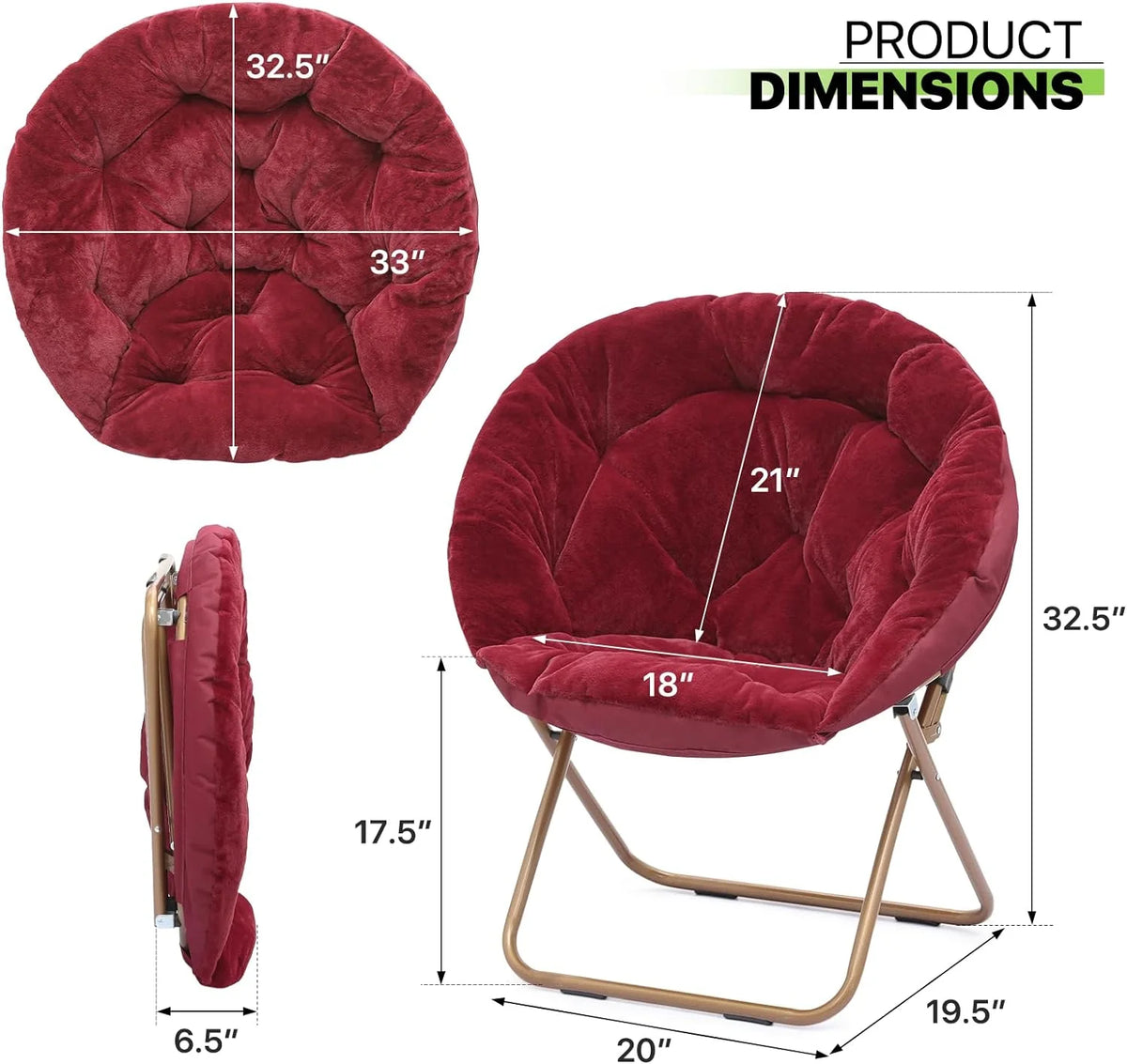 Oversized Foldable Saucer Chair N547