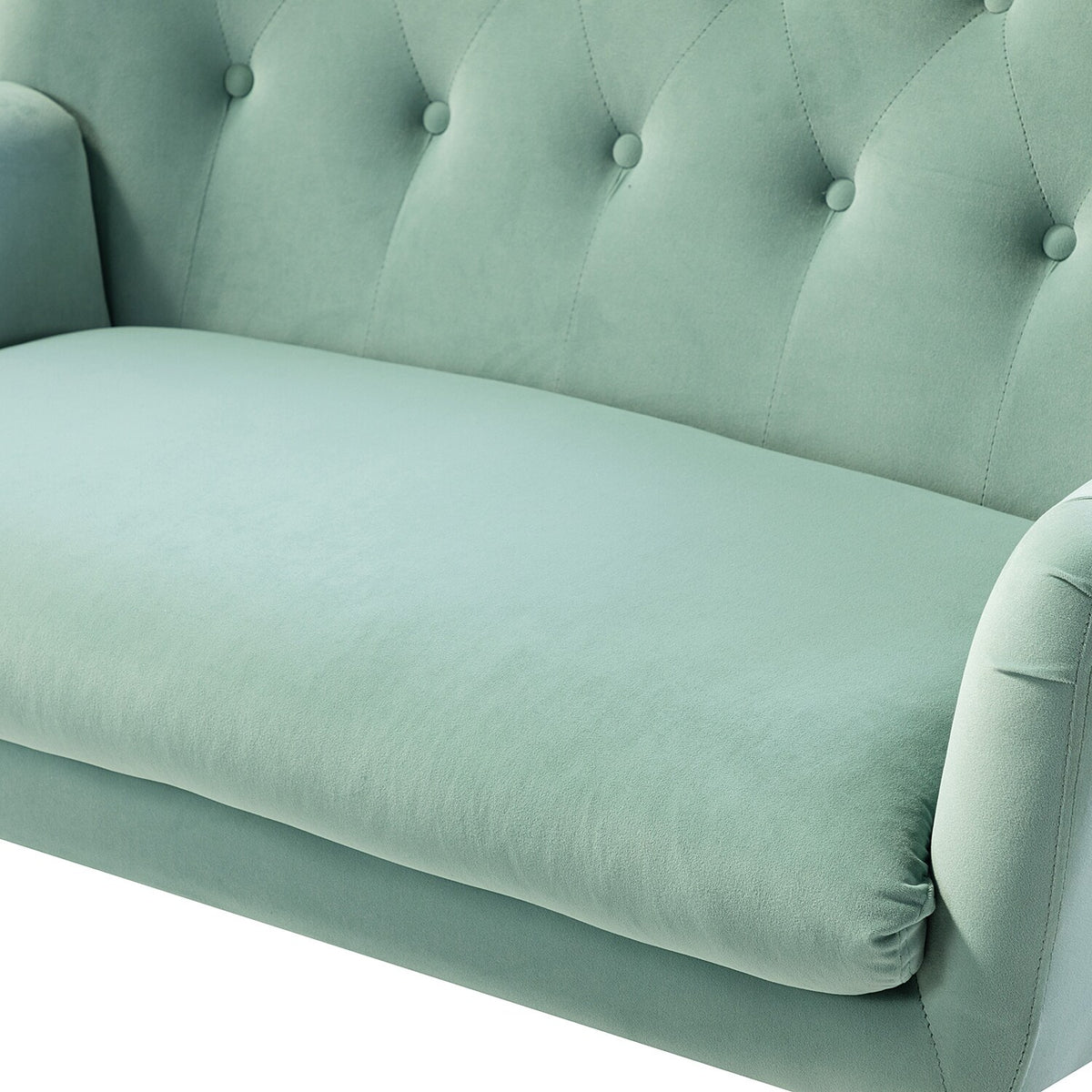 Tufted Wingback Loveseat Sofa with Metal Legs Sage B7324
