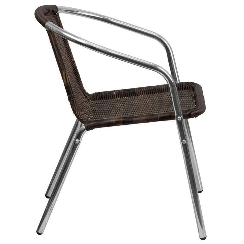 Aluminum Rattan Dining Chair in Dark Brown Z49106