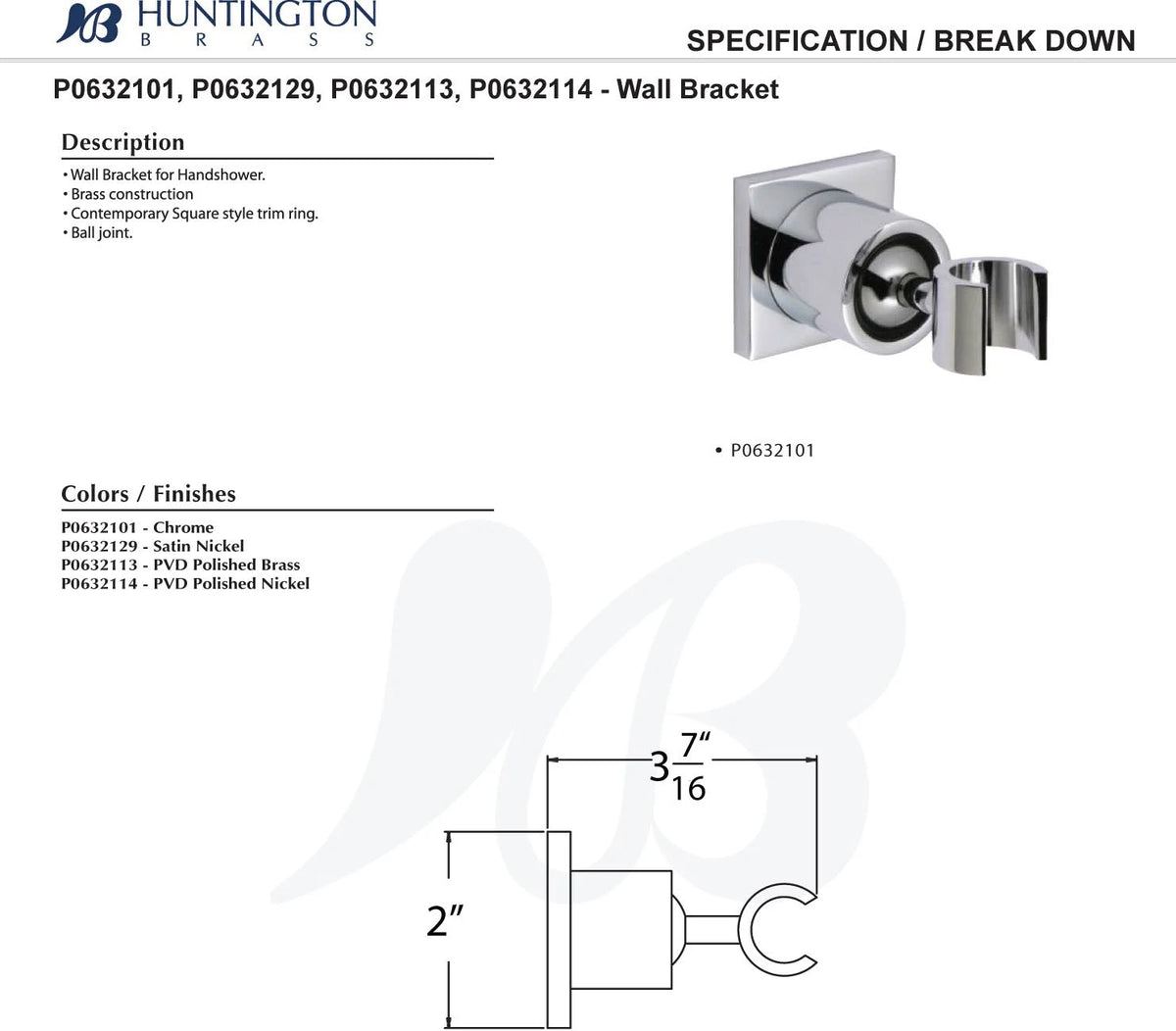 Polished Nickel Hand Shower Wall Bracket V6016