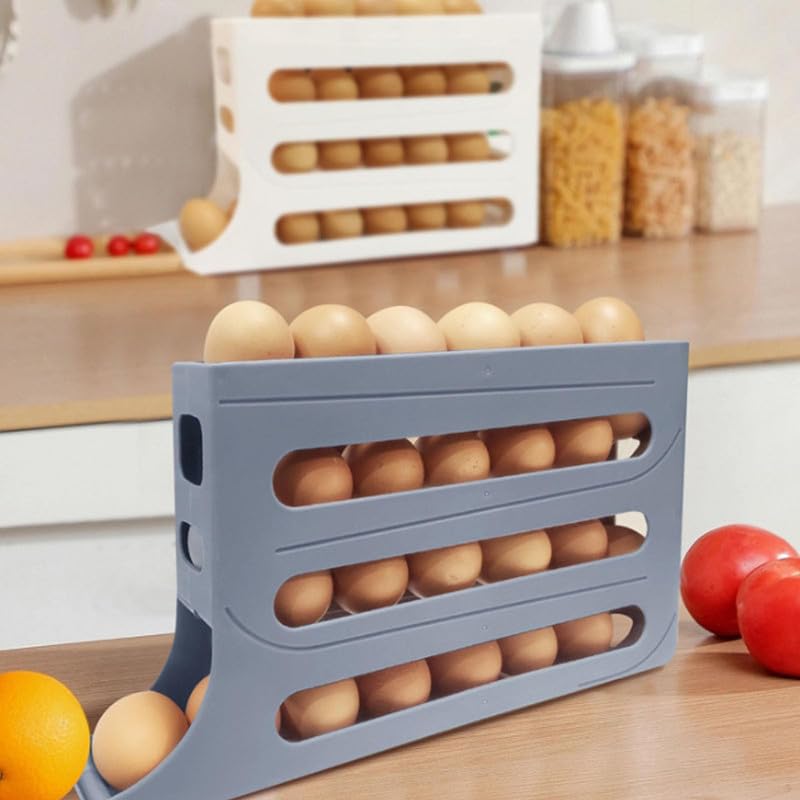 30 Egg Container Auto Rolling Egg Tray Storage (Gray) U77342