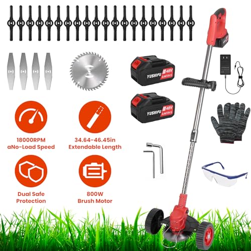 2x2.5Ah Battery Powered Grass Trimmer with Wheels P7387